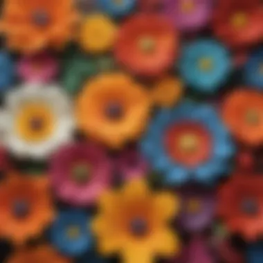 Vibrant Display of Fondant Flowers A vibrant display of various fondant flowers in different stages of creation