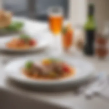 Elegant Lunch Setting Elegant lunch setting with cutlery and a glass of refreshing beverage.