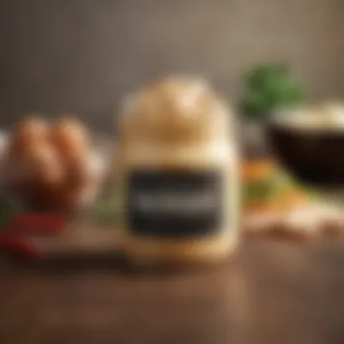 Homemade Spicy Mayonnaise in a Jar An elegant jar filled with homemade spicy mayonnaise