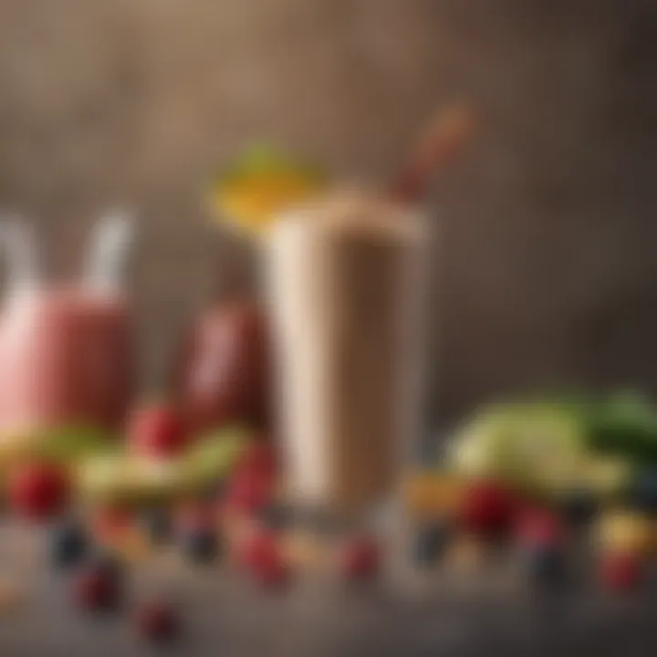 An assortment of superfoods next to a smoothie for added nutrition