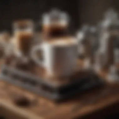 Artful Coffee Brewing Tools A meticulously arranged coffee brewing setup showcasing various tools and ingredients