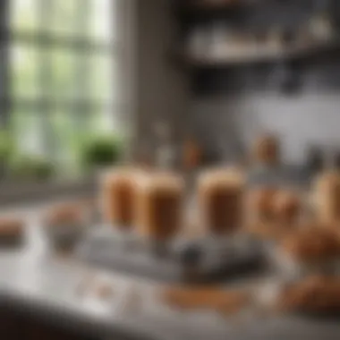 Stylish Kitchen Setup A stylish kitchen setup with tools and ingredients ready for making iced caramel macchiatos.