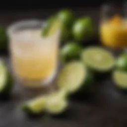 An array of fresh limes and other ingredients for margaritas
