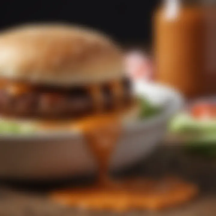 A close-up of a bowl filled with the finished spicy burger sauce