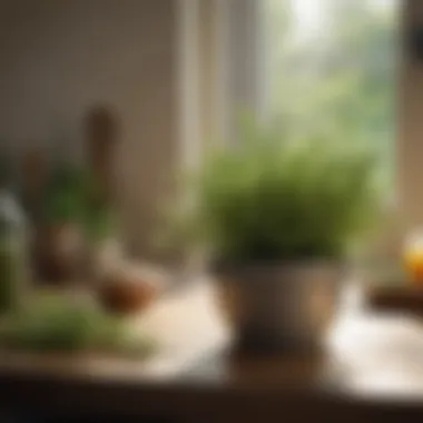 Close-up of nurturing herbs with sunlight