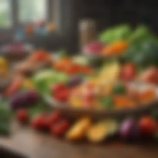 Colorful array of fresh vegetables and fruits