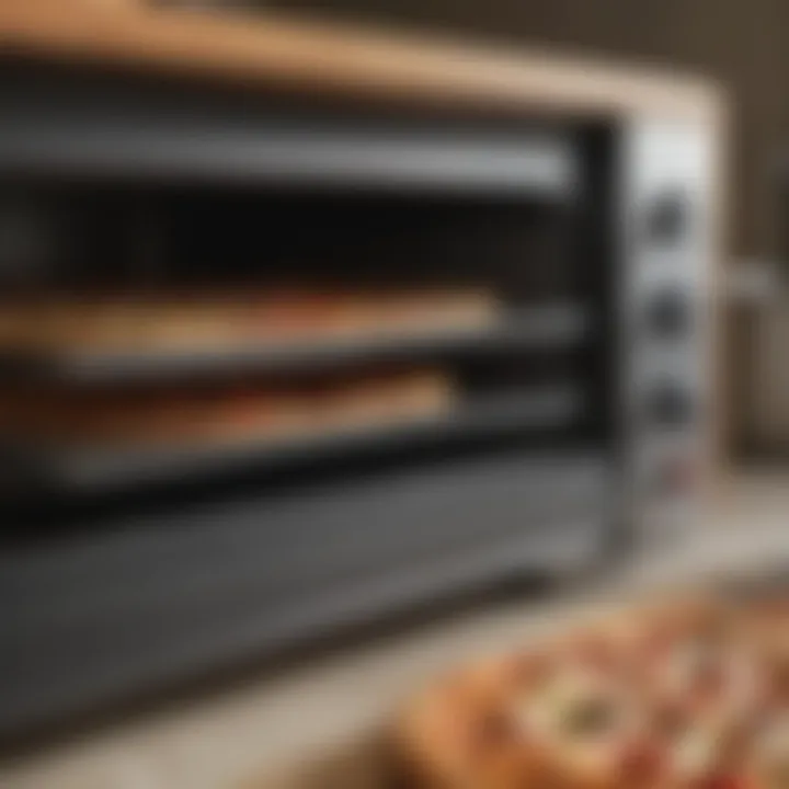 Toaster oven with Cuisinart pizza stone inside, ready for use