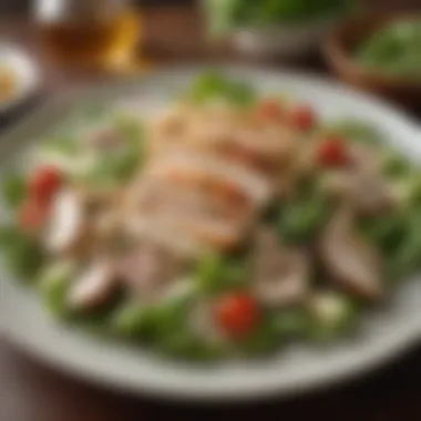 Charming Chicken Salad Arrangement A beautifully arranged chicken salad with mixed greens