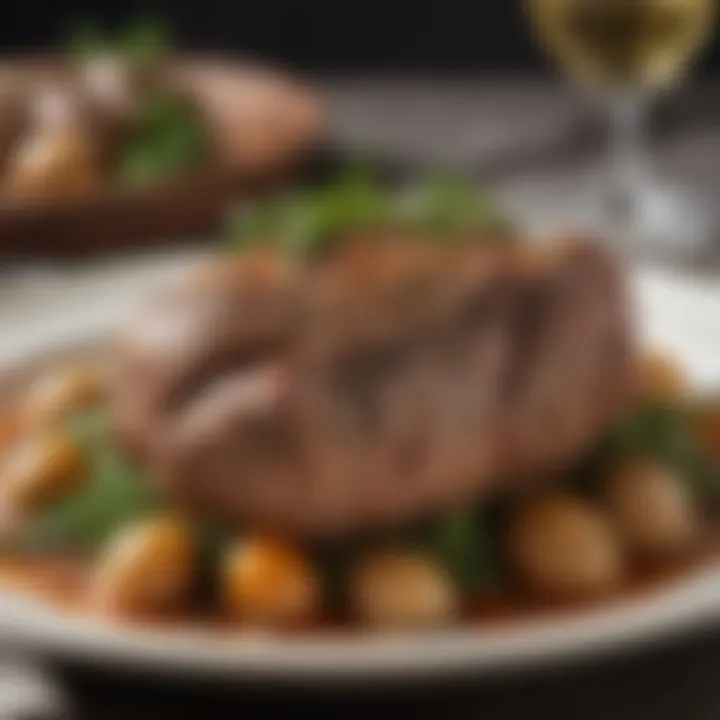 Traditional Italian lamb dish garnished with fresh herbs.