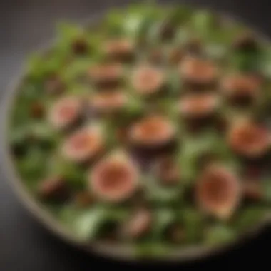 Salad with Dehydrated Figs A creative dish showcasing dehydrated figs incorporated into a salad, illustrating their culinary versatility.