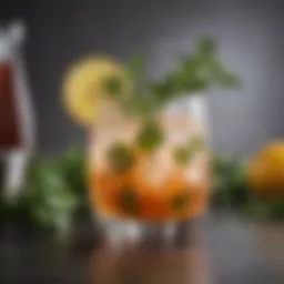 A refreshing low-carb cocktail garnished with fresh herbs
