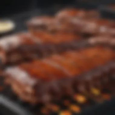 Memphis BBQ Delights Sizzling barbecue ribs on a grill