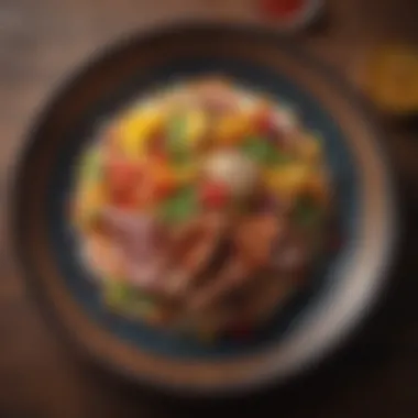 A close-up of an exotic dish with vibrant colors