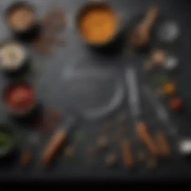 A close-up of unique culinary tools arranged artistically.