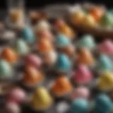 A vibrant array of Easter egg coloring kits laid out on a table