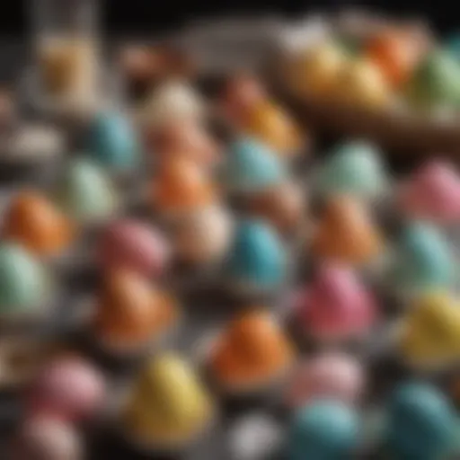 A vibrant array of Easter egg coloring kits laid out on a table