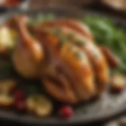 Golden baked chicken with herbs and spices