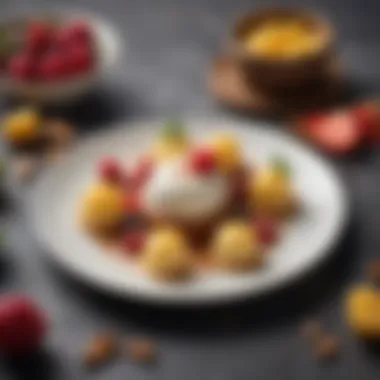 A beautifully arranged dessert plate featuring simple yet elegant sweets