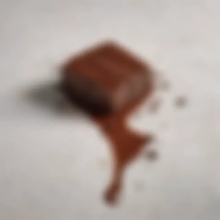 A close-up view of chocolate staining on a white fabric