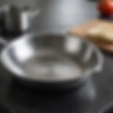 Shining stainless steel pan after cleaning