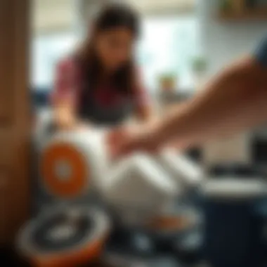 A person placing dishwasher-safe items in the appliance