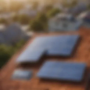 Solar Panels on Residential Roof An outdoor view of solar panels installed on a roof, demonstrating renewable energy use.