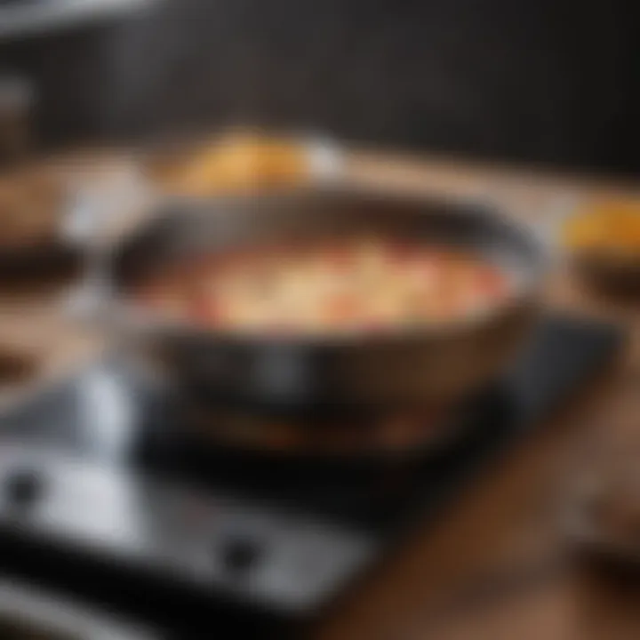 Demonstration of cookware compatibility with an induction cooktop