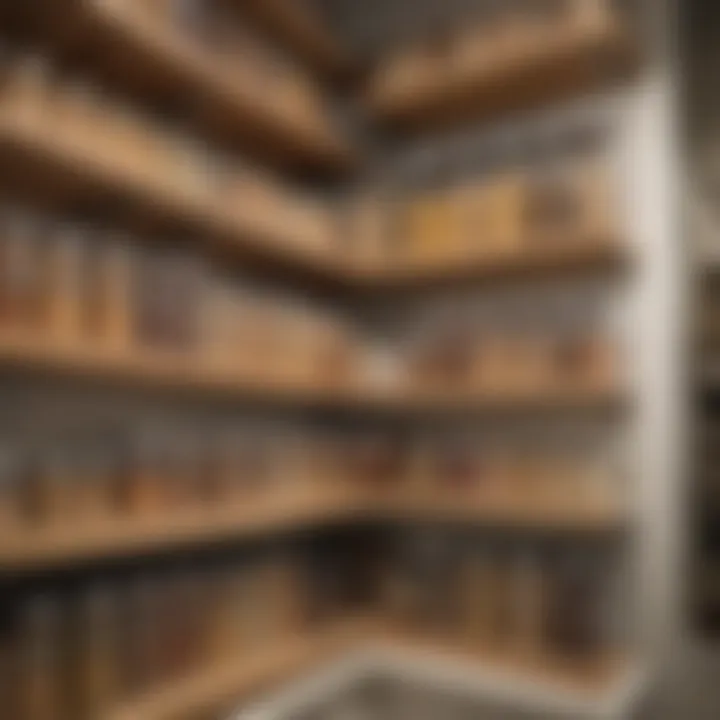 An organized pantry showcasing well-labeled airtight canisters.