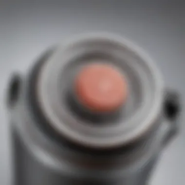 Close-up of a high-quality sealing mechanism on an airtight canister.