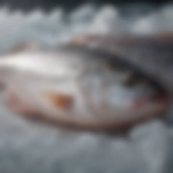 Freshly caught frozen fish ready for delivery
