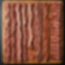 Variety of bacon types displayed on a wooden board