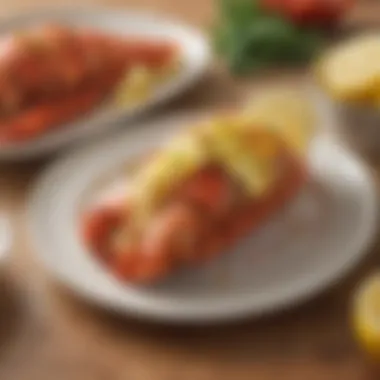 Baked Lobster Tail with Lemon Garnish Delicious baked lobster tail with lemon garnish