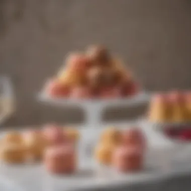 An aesthetically pleasing display of macarons on an elegant dessert table setting.