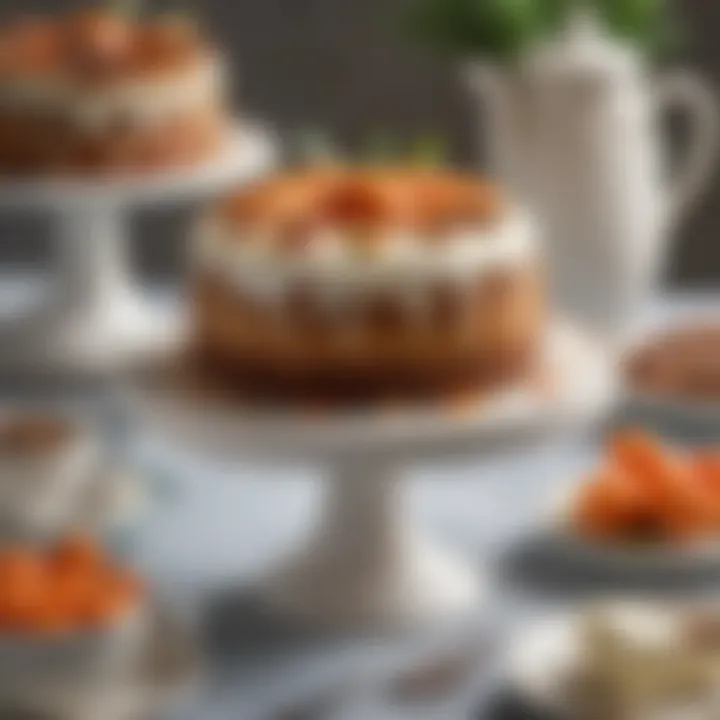 An elegant assortment of traditional Easter desserts, including lamb cake and carrot cake