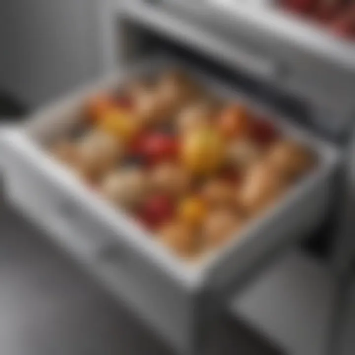 Close-up of high-quality materials used in budget-friendly refrigerator drawers.