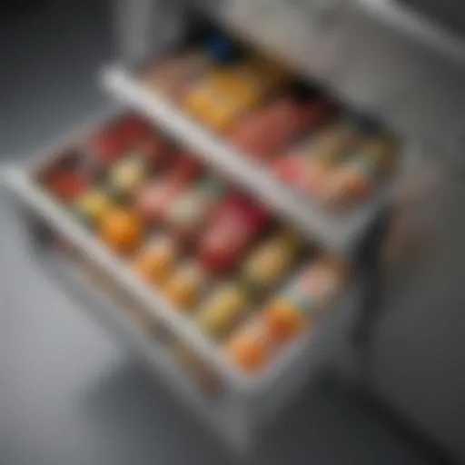 A sleek and modern refrigerator drawer showcasing its spacious design.
