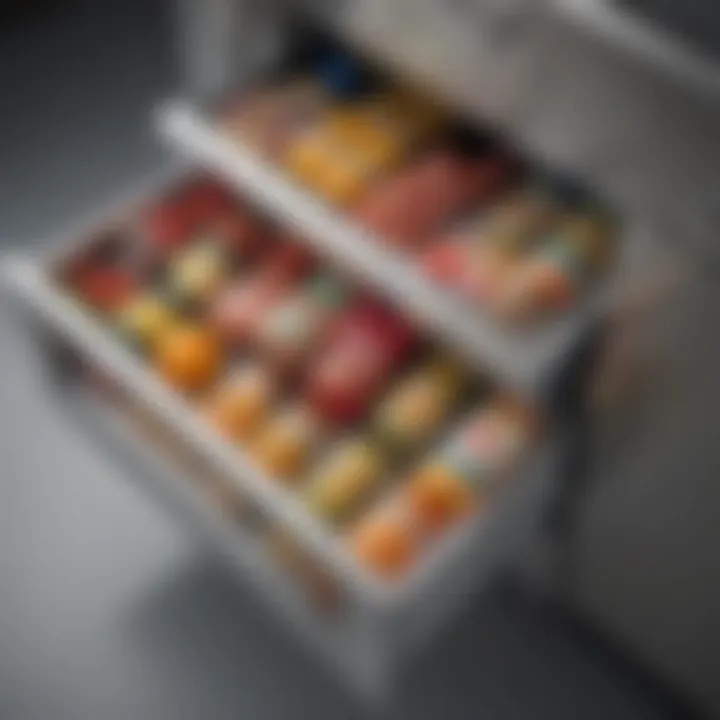 A sleek and modern refrigerator drawer showcasing its spacious design.