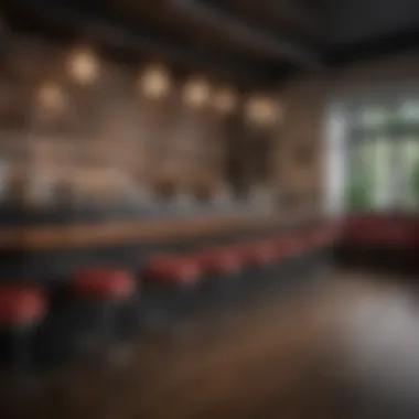 A beautifully arranged bar area featuring bar stools that enhance the overall decor.