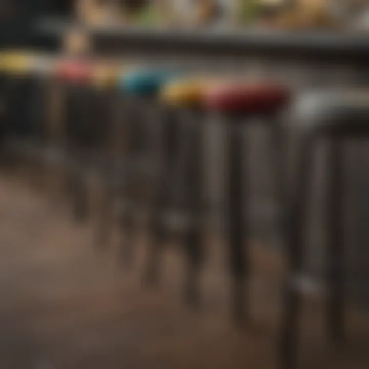 A collection of bar stools in various materials showcasing diverse styles and colors.