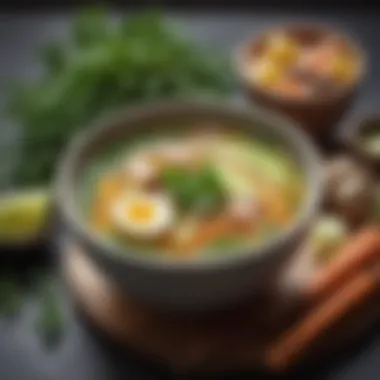 Hearty Caldo de Res with Fresh Herbs A bowl of Caldo de Res garnished with fresh herbs and lime.