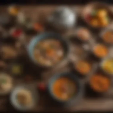 Rustic Dining Experience with Caldo de Res A rustic dining table set with bowls of Caldo de Res and traditional accompaniments.