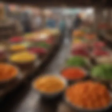 A vibrant market scene showcasing fresh produce and traditional Mexican ingredients.