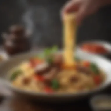 A close-up of fresh ingredients used in popular Asian noodle recipes.