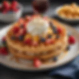Deliciously golden Liege waffle topped with fresh fruits and whipped cream