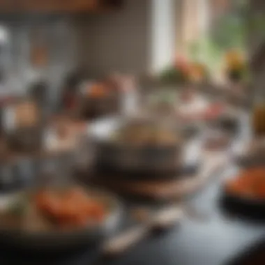 A diverse selection of cooking tools and gadgets neatly arranged