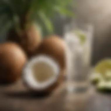 A glass of Bia Coconut Water filled with refreshing liquid