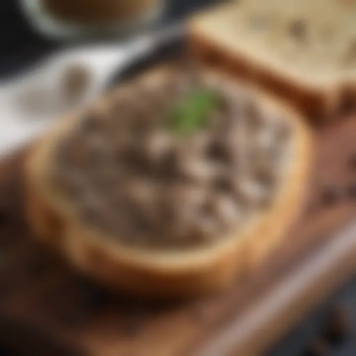 Black pepper Boursin spread on artisan bread with garnishes