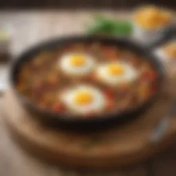 Savory breakfast skillet featuring ground beef and eggs