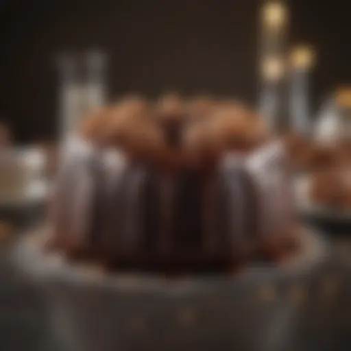 A rich chocolate bundt cake drizzled with ganache