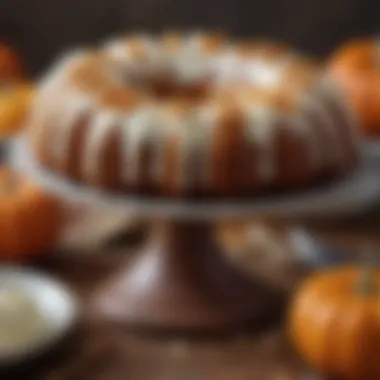 Autumnal Pumpkin Bliss Spiced pumpkin bundt cake with cream cheese frosting